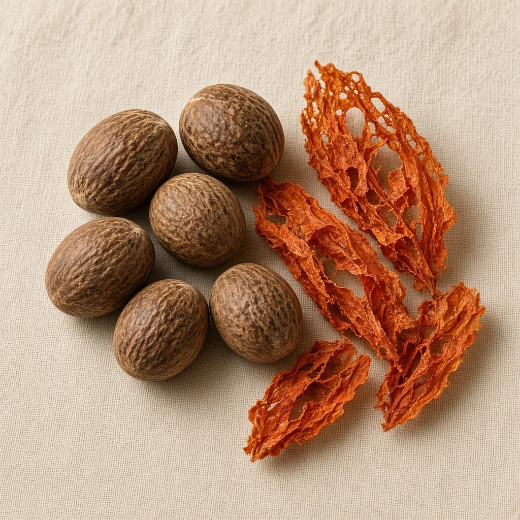 Whole nutmeg and mace