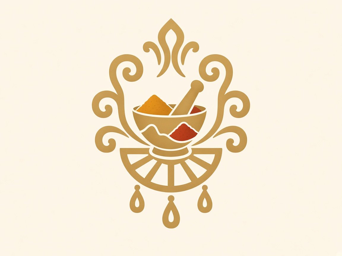 Ground spices emblem in the MANIDEEP crest style