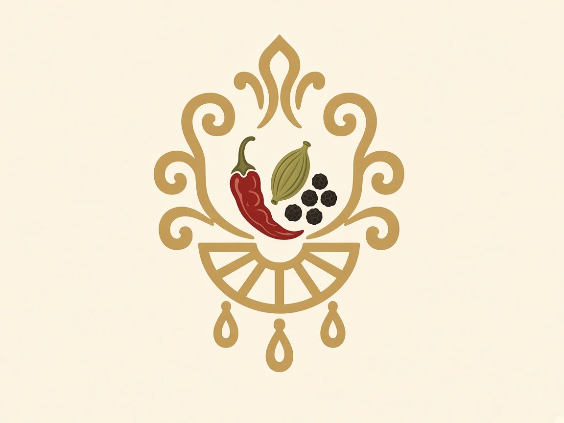 Whole spices emblem in the MANIDEEP crest style